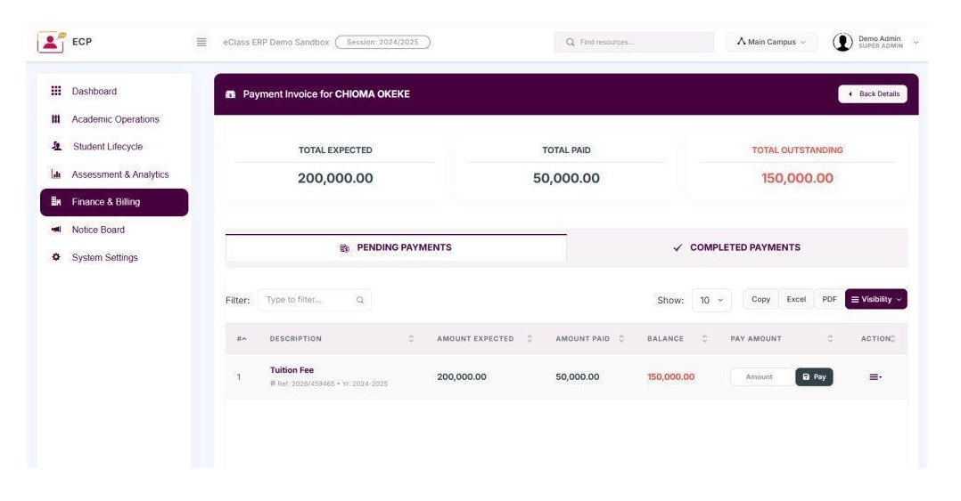 eClass ERP Features